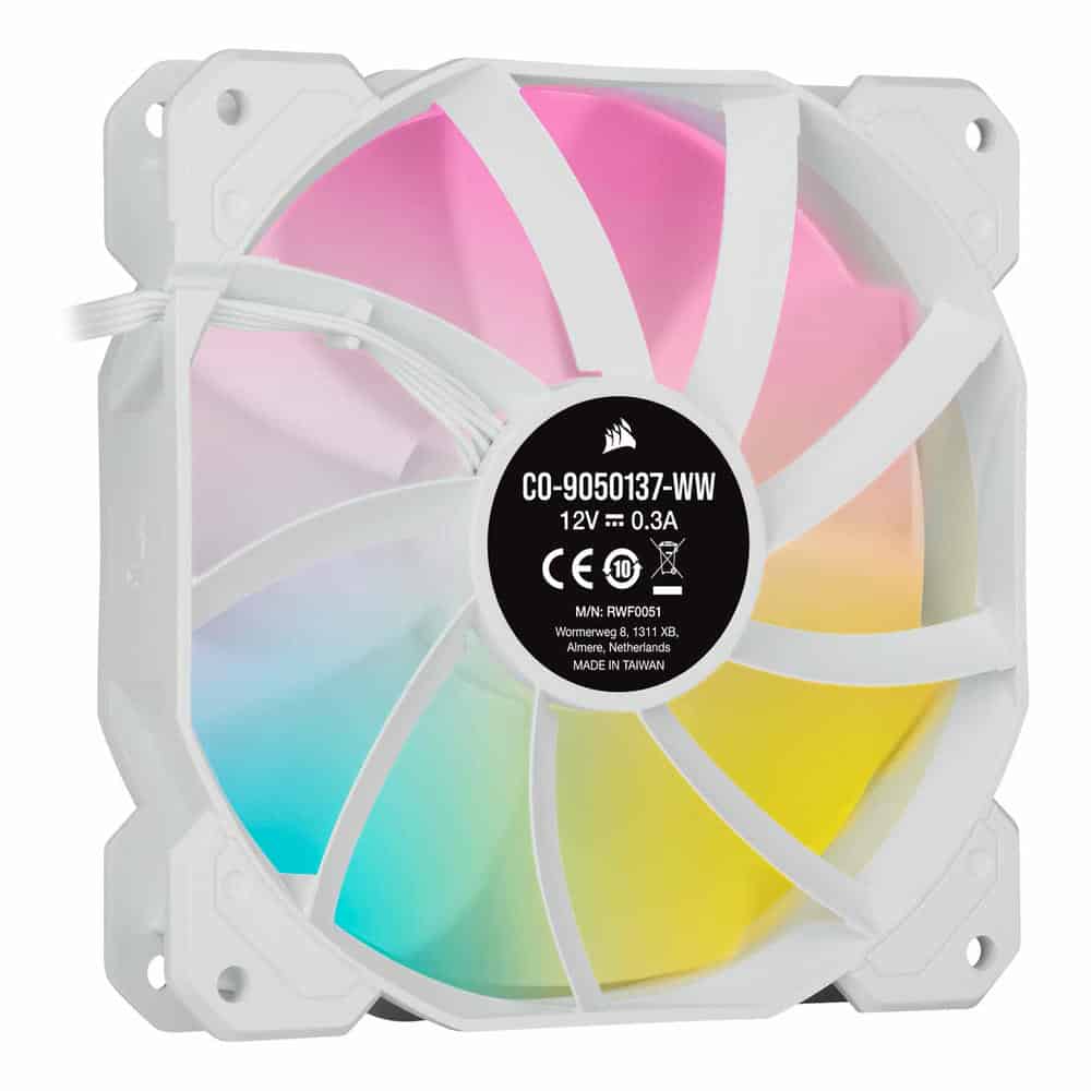 (image for) Corsair iCUE SP120 RGB ELITE White Triple 120mm PWM Fan Expansion Pack with Lighting Node CORE